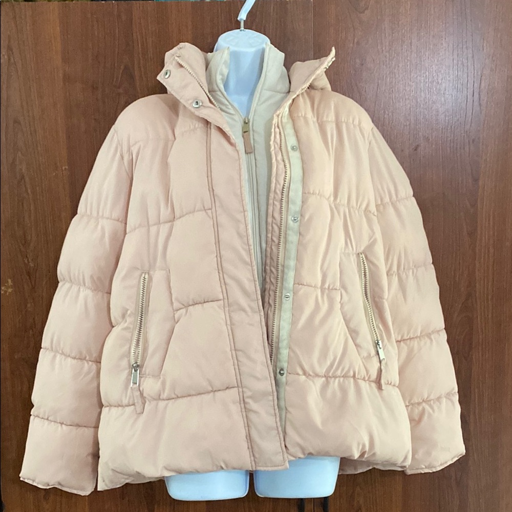 Maralyn & Me Light Pink Puffer Jacket with Quilted Design